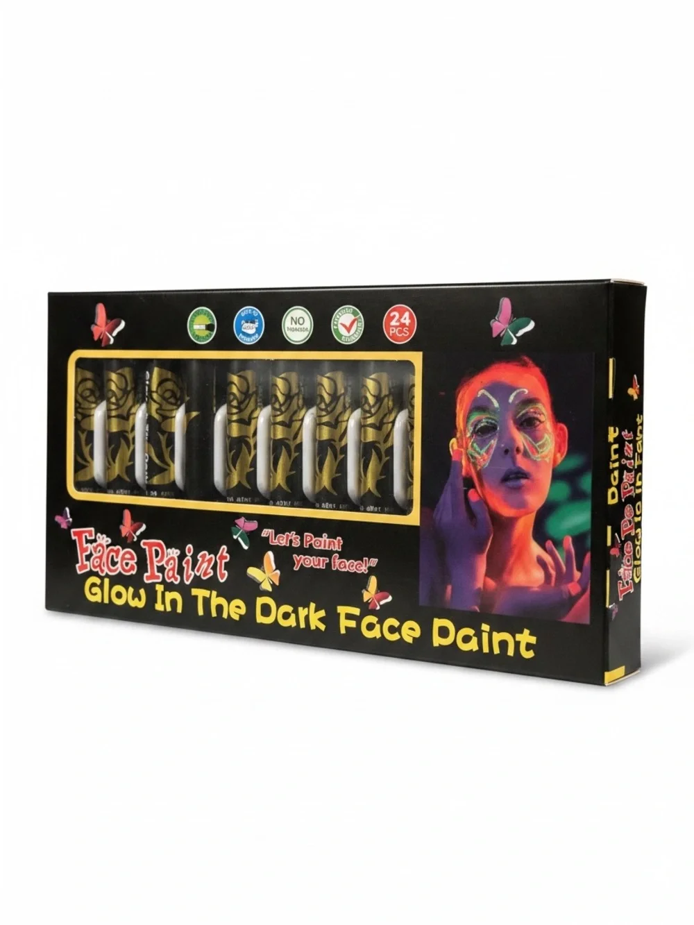 Meidu Glow in the Dark Face Paint Kit 24 Piece UV Blacklight Body Paint Crayons